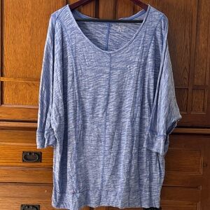 EUC Lane Bryant Heathered Blue Scoop Neck Dolman Relaxed Fit 3/4 SleeveTop 22/24